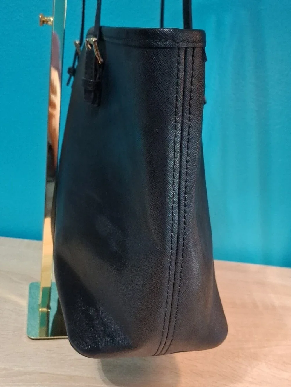 Michael Kors Jet Set Black Tote with Gold Accent Charm